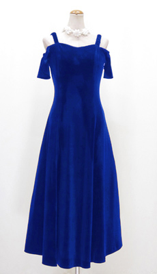 ベロアのドレス【ブルー】 no.1205